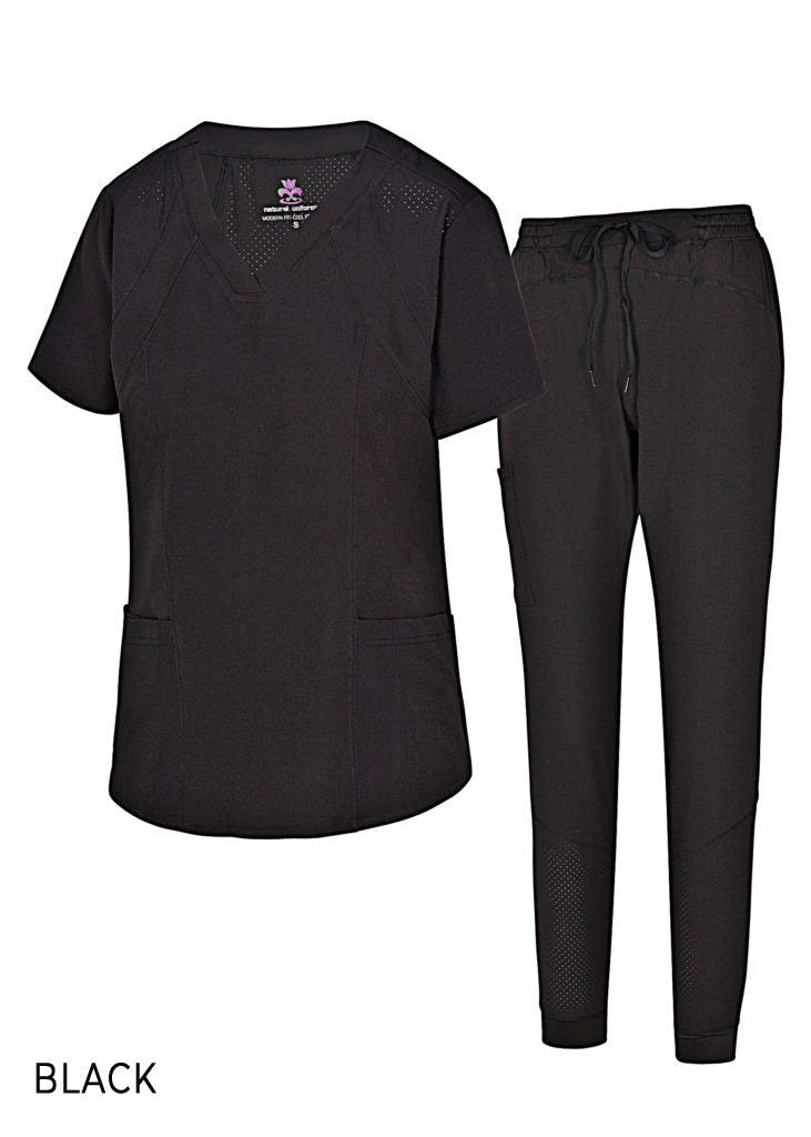 Womens 4 Pocket V-Neck Scrub Top and Joggers Combo