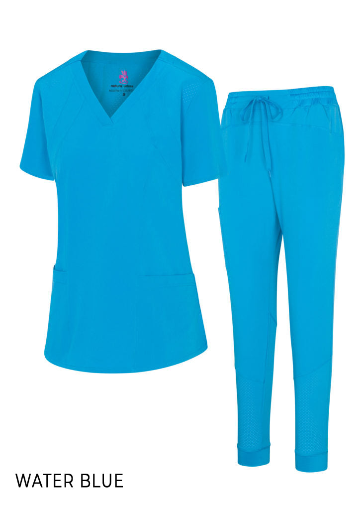 Womens 4 Pocket V-Neck Scrub Top and Joggers Combo