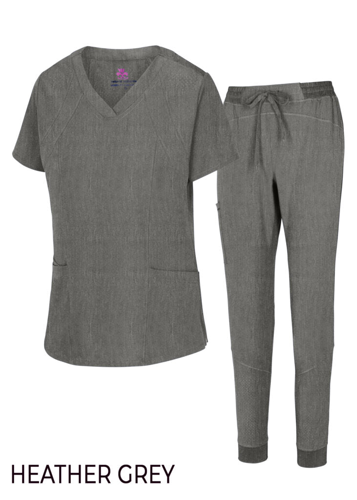 Womens 4 Pocket V-Neck Scrub Top and Joggers Combo