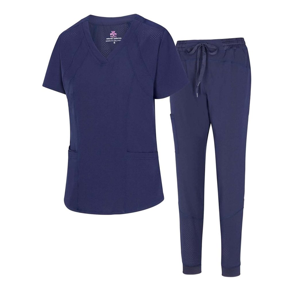 Womens 4 Pocket V-Neck Scrub Top and Joggers Combo